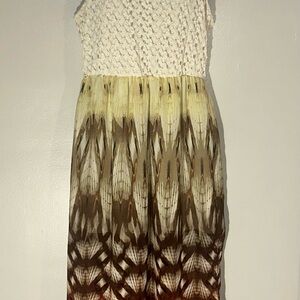 AUW Cream and Brown Halter Sundress